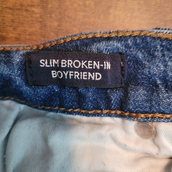 J Crew Jeans 27 P Slim Broken In Boyfriend Mid Rise Ripped Medium Light Wash - Picture 5 of 12